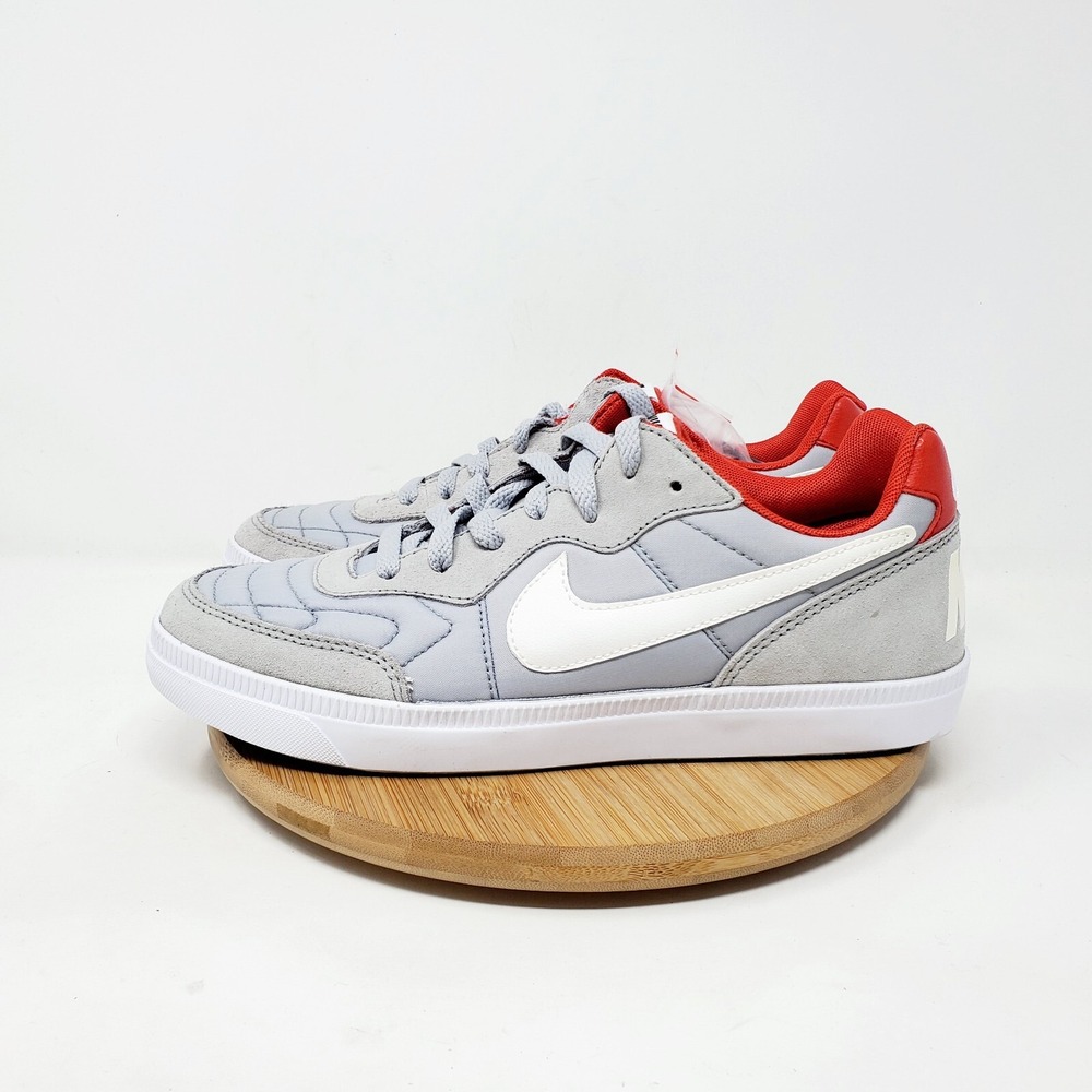 Nike NSW Tiempo Trainer Shoes Mens 7 Grey White Red Retro Lace‎ Up Sneakers Low